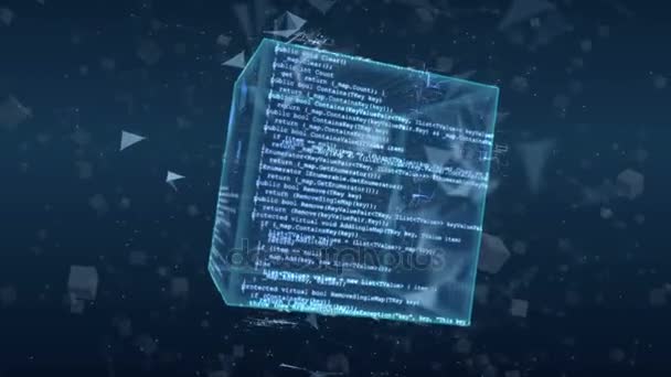 Hi-Tech blå Digital kub bakgrund. — Stockvideo