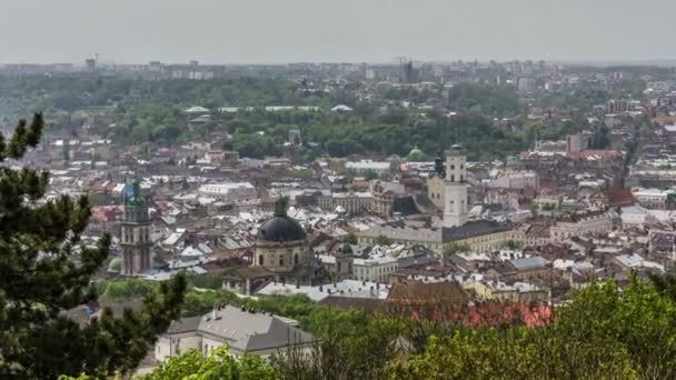 Parte central de la ciudad de Lviv, Ucrania . — Vídeos de Stock