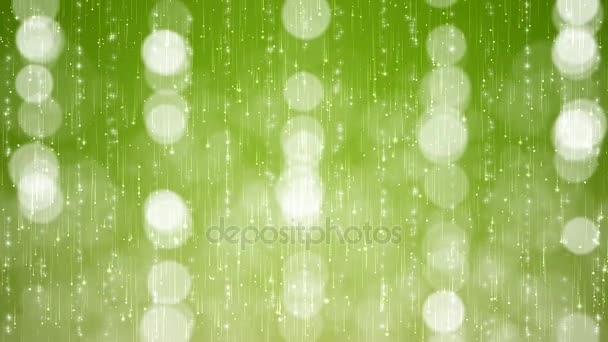 Partículas abstractas Bokeh sobre fondo verde . — Vídeo de stock