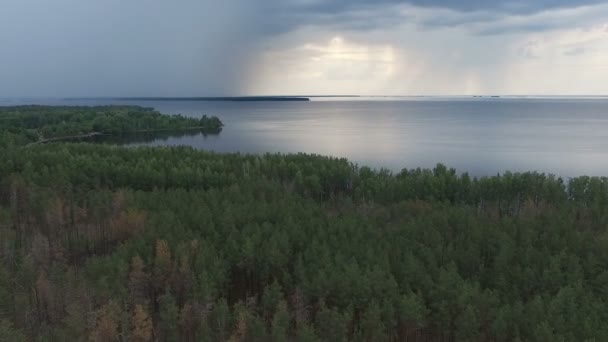 Aerial Footage of Rain Above Coastline. — Stock Video