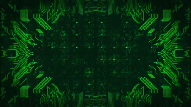 Fundo verde da placa de circuito Hi-Tech. Computer Generated Seamless Loop Animação abstrata . — Vídeo de Stock