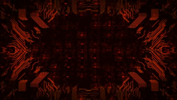 红高科技电路板背景。计算机生成的无缝环抽象动画. — 图库视频影像