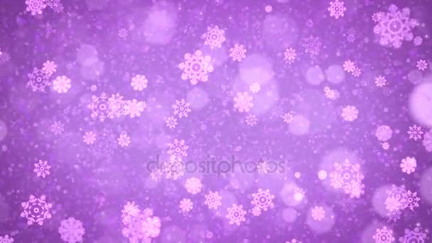 Roxo abstrato flocos de neve de Natal fundo . — Vídeo de Stock