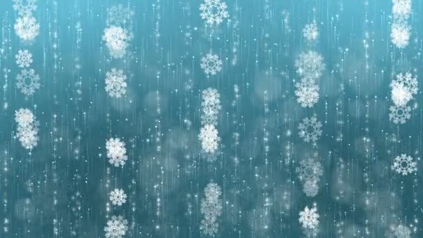 Blu astratto fiocchi di neve sfondo . — Video Stock