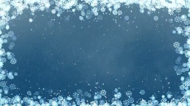 Niebieski nowy rok płatki śniegu ramki — Wideo stockowe