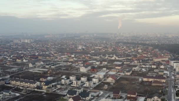 Aerial View Cityscape Suburban Kyiv Ukraine Flight Drone City Winter — Stock Video