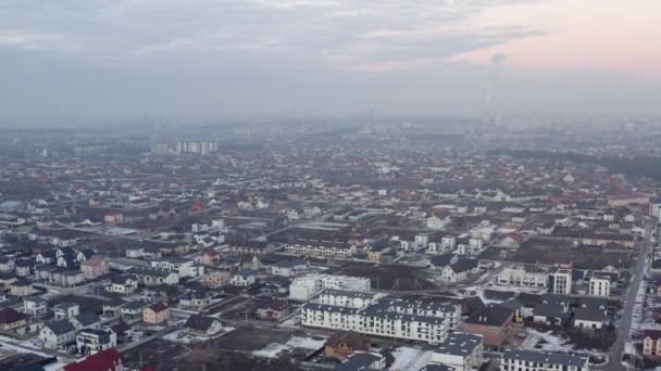 Flygfoto Över Stadsbilden Förorten Kiev Ukraina Flyget Drönaren Över Staden — Stockvideo