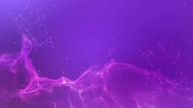 Teknolojik siber uzayda parçacıkları olan dijital engelleme ağı. Renkli arkaplanda birbirine bağlı noktalar olan soyut dalga. İnternet işi için iletişim teknolojisinin kusursuz döngü animasyonu. Küresel dünya ağında yaratıcı döngü 4K hareketi.