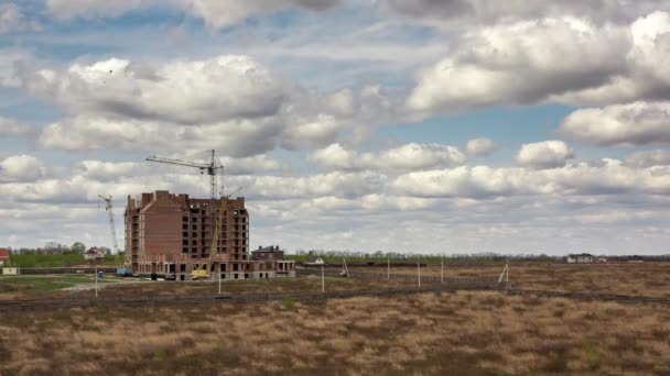 Timelapse Beautiful Blue Sky White Cumulus Clouds Spring Field Footage — Stock Video