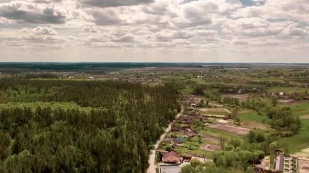 Luchtfoto Timelapse Van Oekraïense Groene Landschap Zomer Zonnige Dag Prachtig — Stockvideo