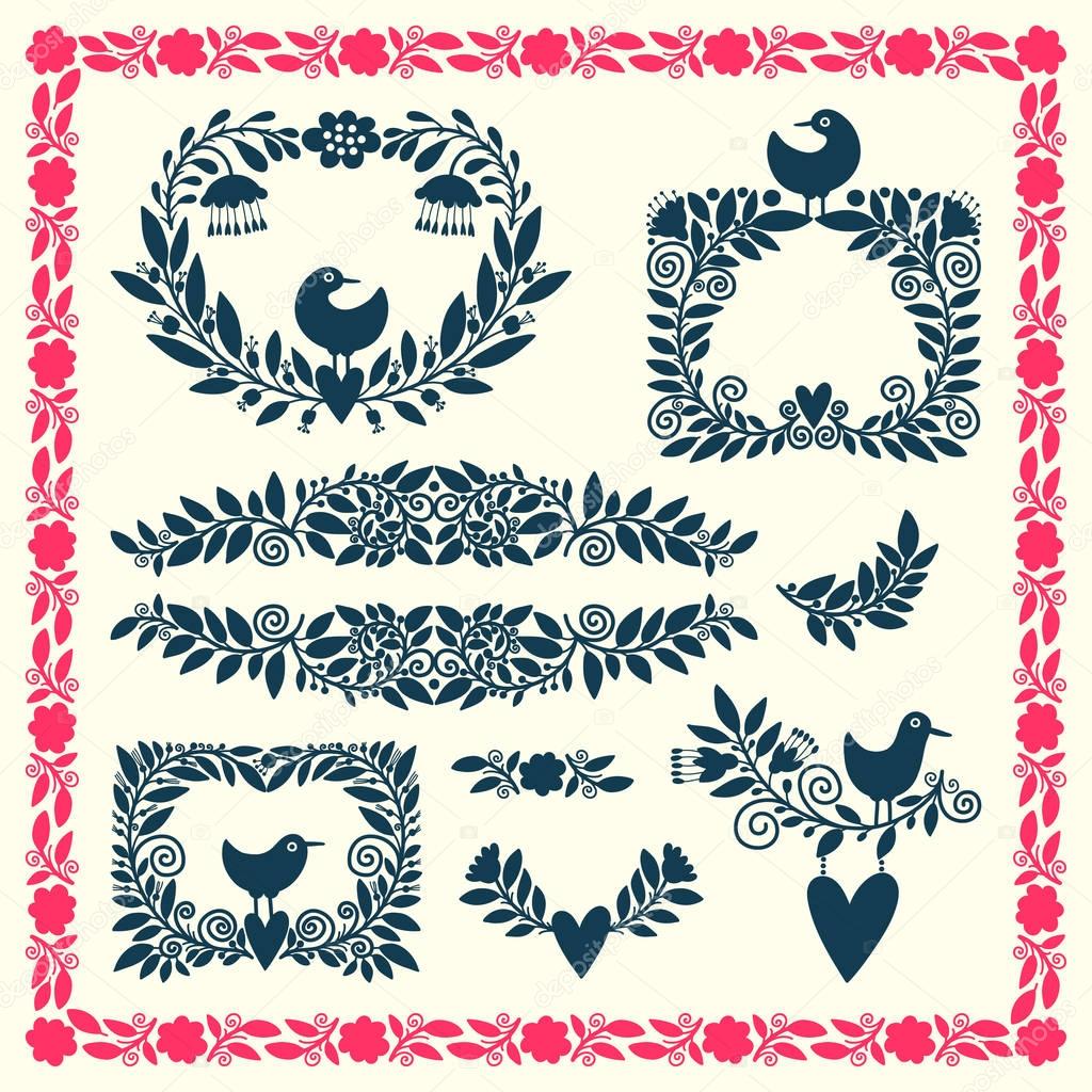 Set di disegnato a mano dell annata — Vettoriale Stock