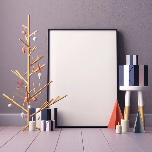 Blank poster in room interior — Stock Photo, Image