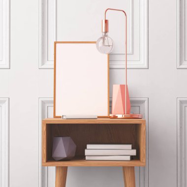Mockup poster bir tabloyla iç