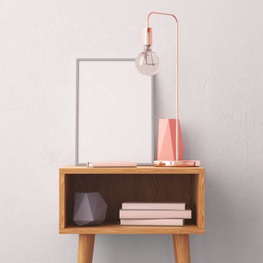 Mockup poster bir tabloyla iç