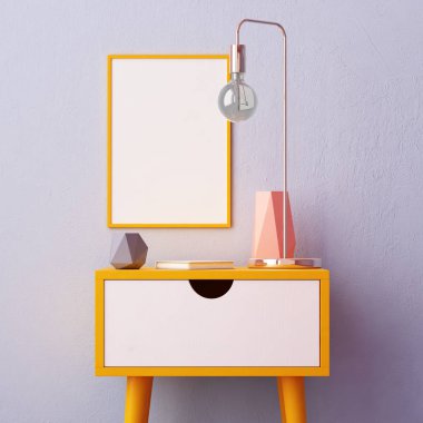 Mockup poster bir tabloyla iç