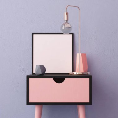 Mockup poster bir tabloyla iç