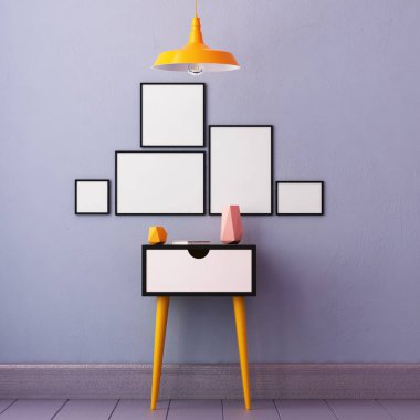 Mockup poster bir tabloyla iç