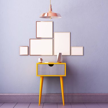 Mockup poster bir tabloyla iç