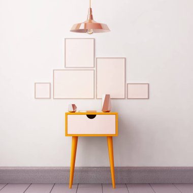Mockup poster bir tabloyla iç