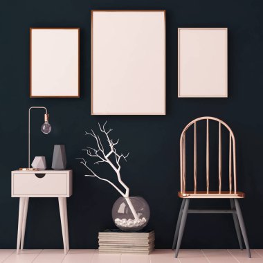 posterler bakır çerçeveler iç 