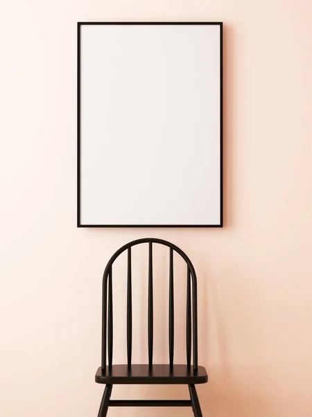 Poster in the interior with a chair. — Stock Photo, Image