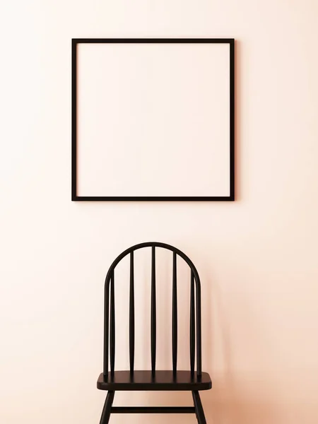 Poster in the interior with a chair. — Stock Photo, Image