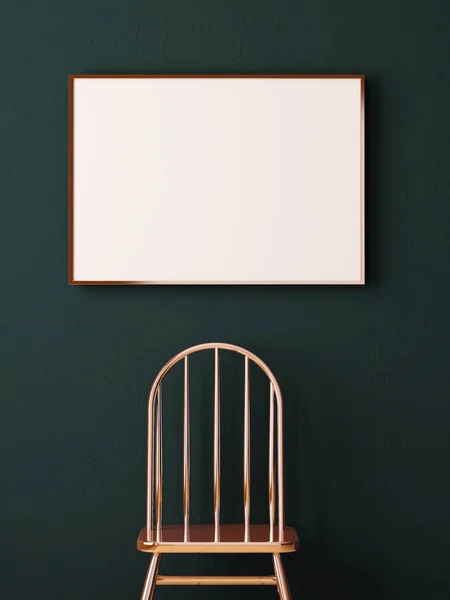 Poster in the interior with a copper chair. — Stock Photo, Image