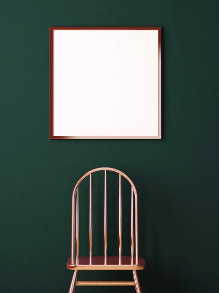 Affisch i inre med en koppar stol. — Stockfoto