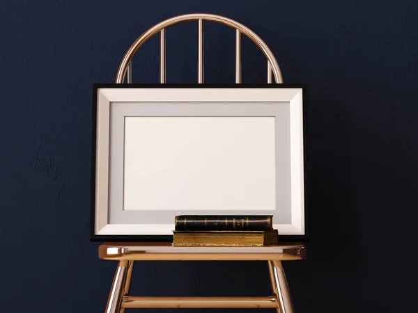 Mock up poster in a frame on a chair. — Stock Photo, Image