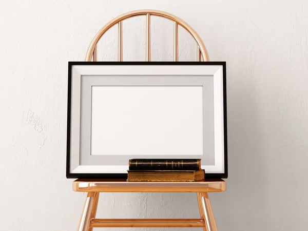 Mock up poster in a frame on a chair — Stock Photo, Image