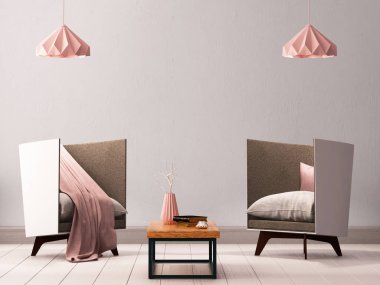 çatı katı tarzında bir koltuk ile iç.