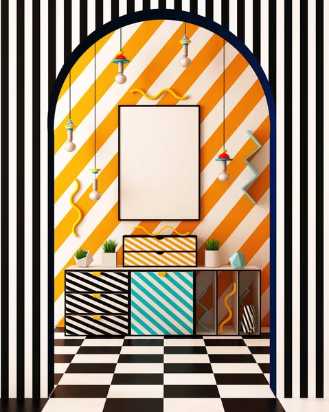 Arco listrado com decoração. simular cartaz — Fotografia de Stock
