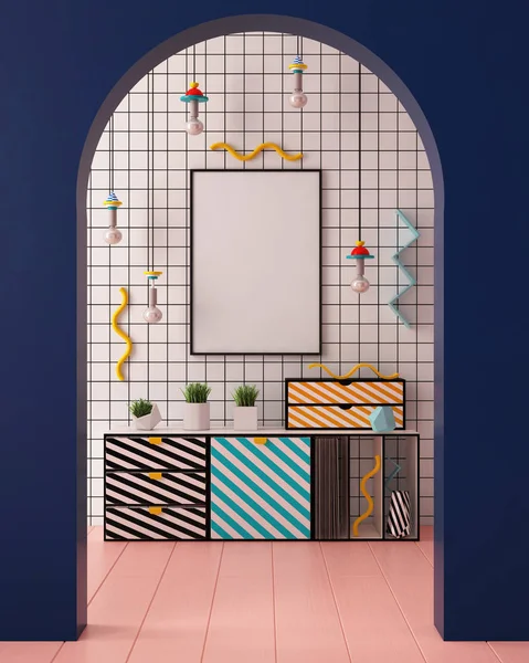 Arco roxo com decoração. simular cartaz — Fotografia de Stock