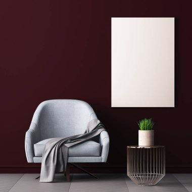  bir koltuk ve bir tablo ile iç