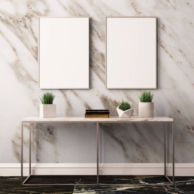 modern oda iç masa ve çerçeveler