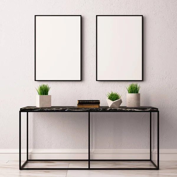 modern oda iç masa ve çerçeveler