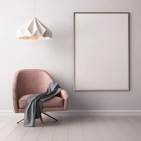 Intérieur de la chambre moderne avec fauteuil et lampe — Photo