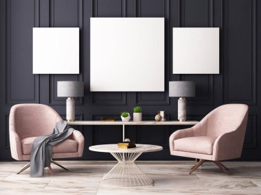 koltuklar ve lambalar ile modern oda iç