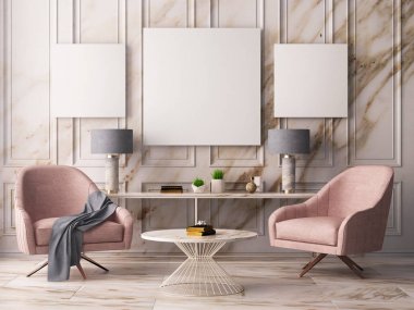 koltuklar ve lambalar ile modern oda iç