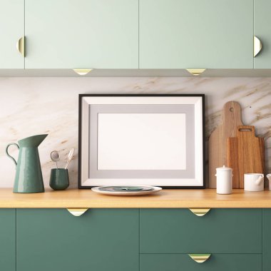 Mermerden yapılmış mutfak alanı 