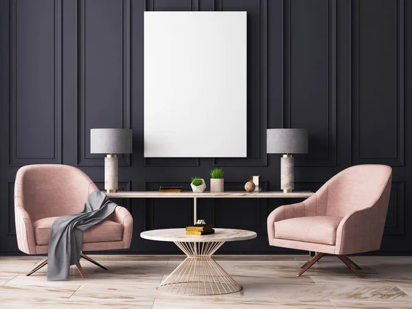 Intérieur de la chambre moderne avec fauteuils et lampes — Photo