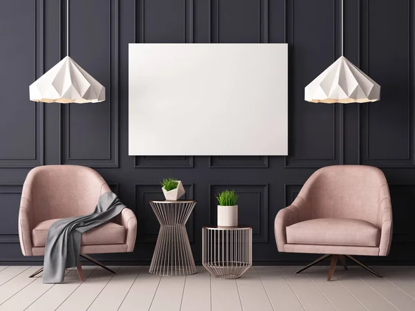 Intérieur de la chambre moderne avec fauteuils et lampes — Photo