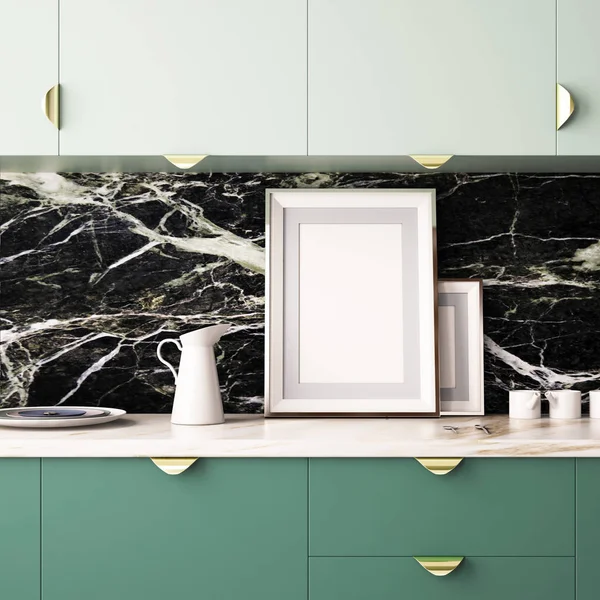 Área de cozinha feita de mármore — Fotografia de Stock