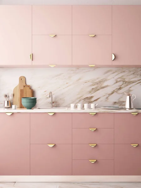 interior kitchen in pastel colors