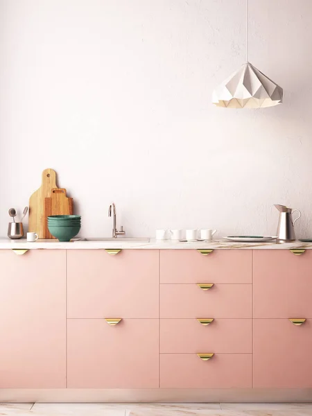 Cozinha interior em cores pastel — Fotografia de Stock
