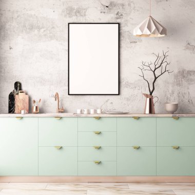  pastel renklerde iç mutfak