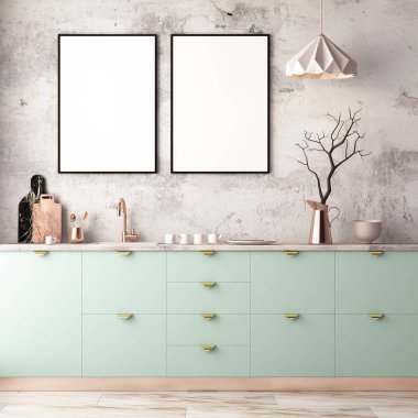  pastel renklerde iç mutfak