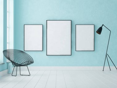 Posterler ve lamba ile iç