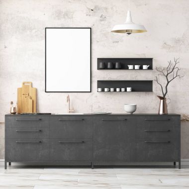  koyu renklerde iç mutfak