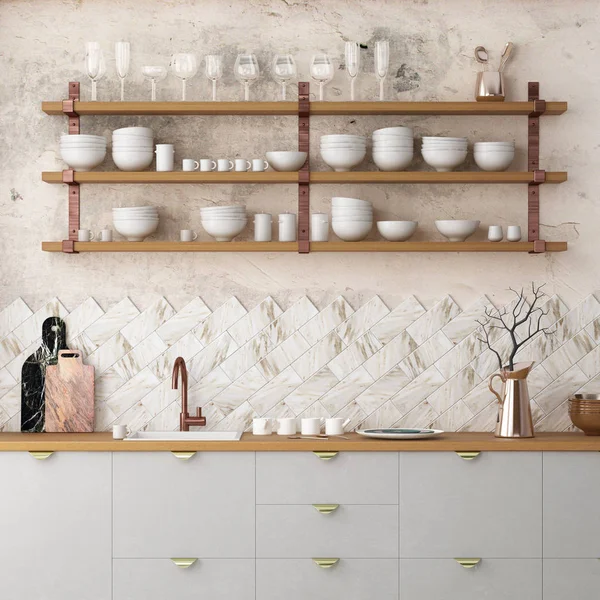  pastel renklerde iç mutfak